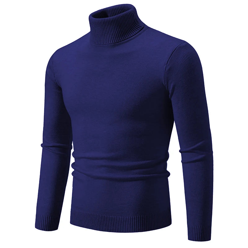 New Winter Turtleneck Thick Mens Sweaters Casual Turtle Neck Solid Color Quality Warm Slim Turtleneck Sweaters Pullover Men