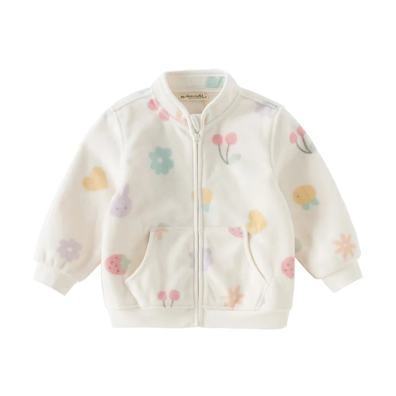 Dave Bella Children's Coat Boys Girls Baby Fleece Outerwear Autumn Sweet Cute Print Tops Outdoor Soft Comfortable Sport DB396-EE