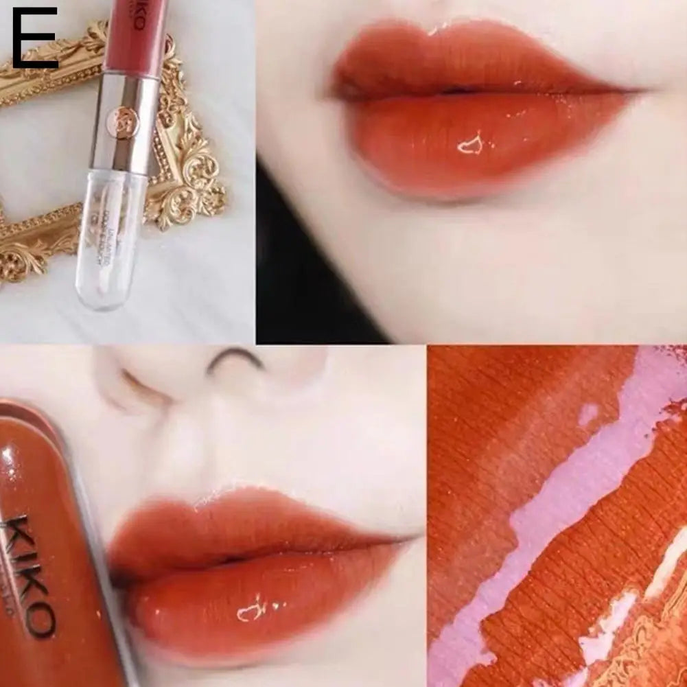 3D Mirror Moisturizing Double-ended Lip Gloss Lasting Moisturizing Glossy Transparent Lip Glaze Creates Natural Plump Lip Makeup