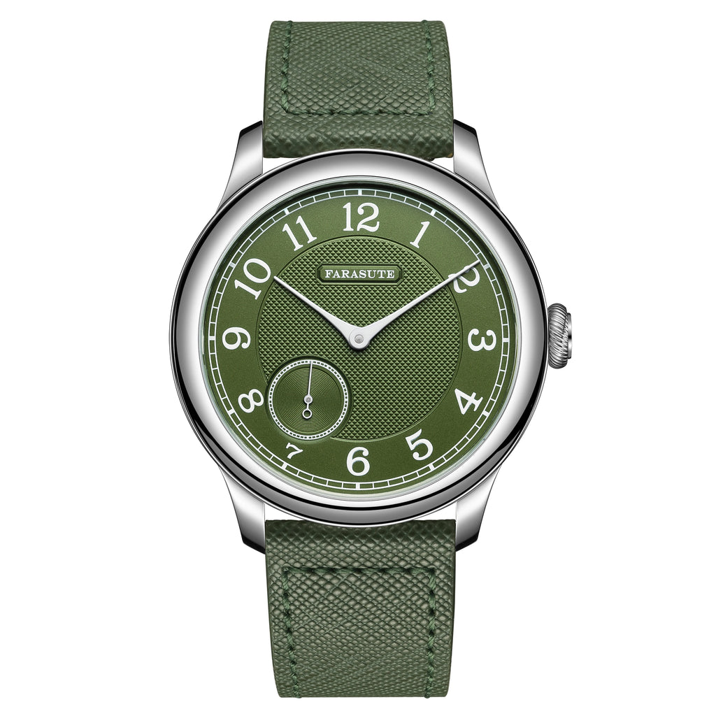 FARASUTE NEW Machinery Men Watch Salmon Dial St17 Manual Mechanical Watch Small Second Vintage Bonklip Bracelet