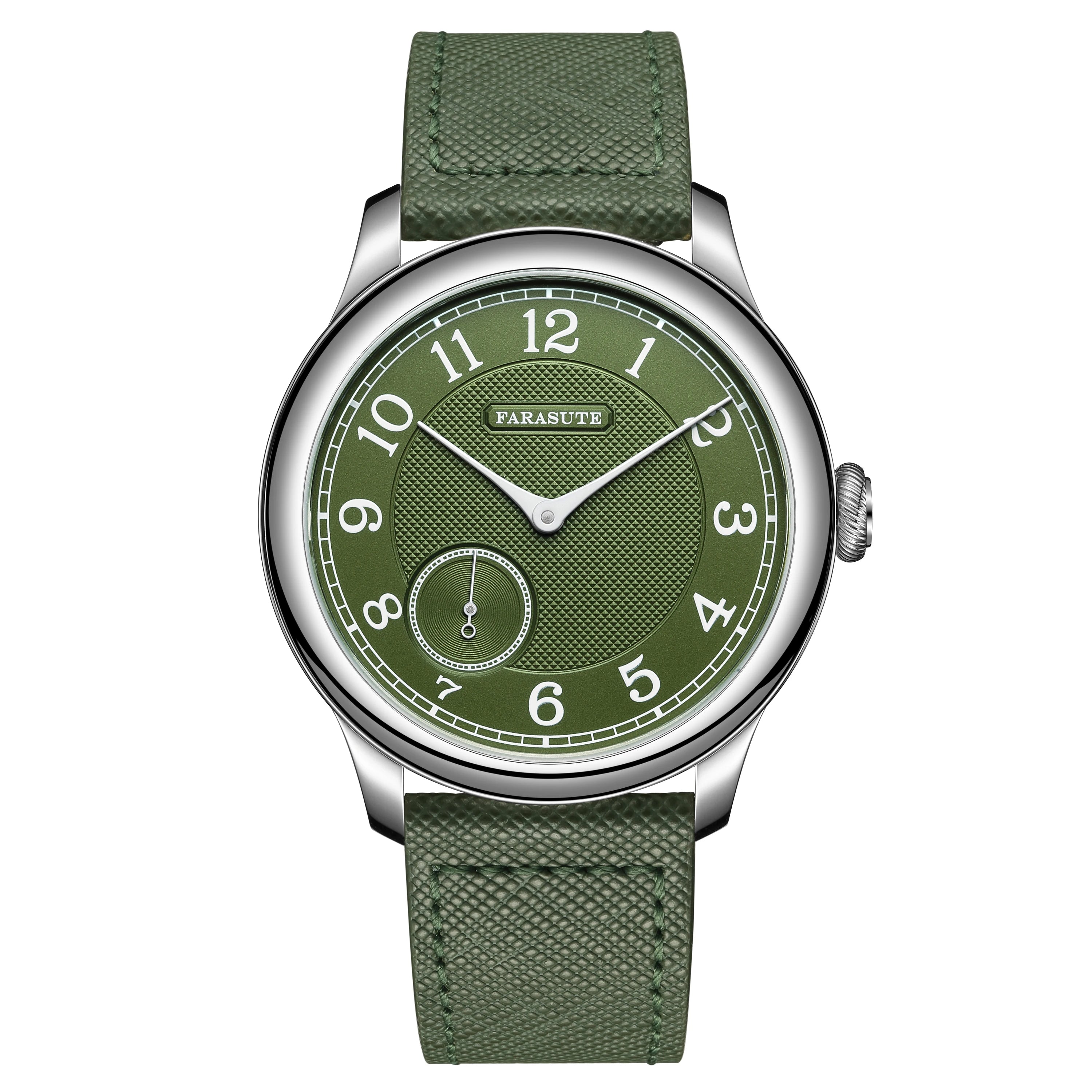 FARASUTE NEW Machinery Men Watch Salmon Dial St17 Manual Mechanical Watch Small Second Vintage Bonklip Bracelet