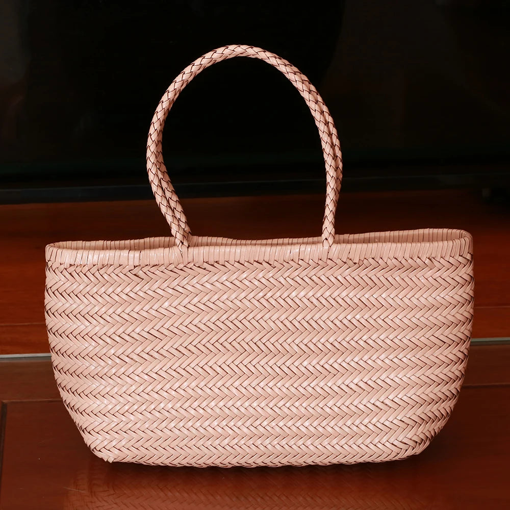 Handbags Women's Genuine Leather Shoulder Bag Weaving Casual Shopping Bag Vintage Big Tote Purse Cowhide Cross Hand Bags Lady