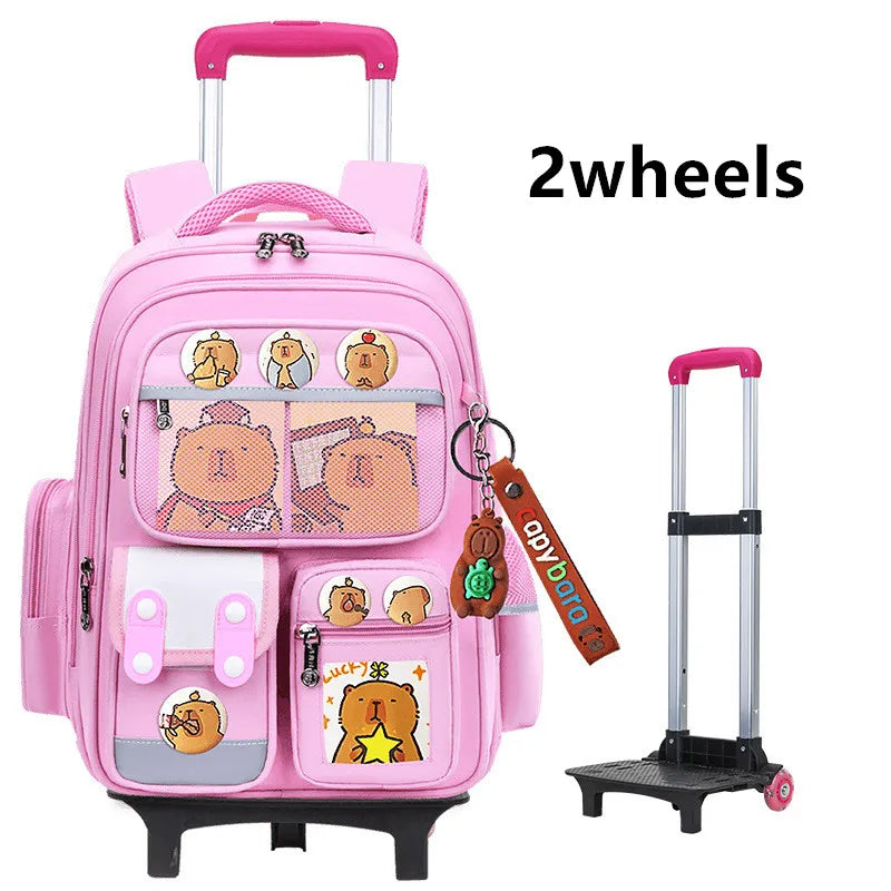 Children Trolley backpack wheels Student High capacity School bags Rolling schoolbags kids Trolley bookbag school wheeled bag