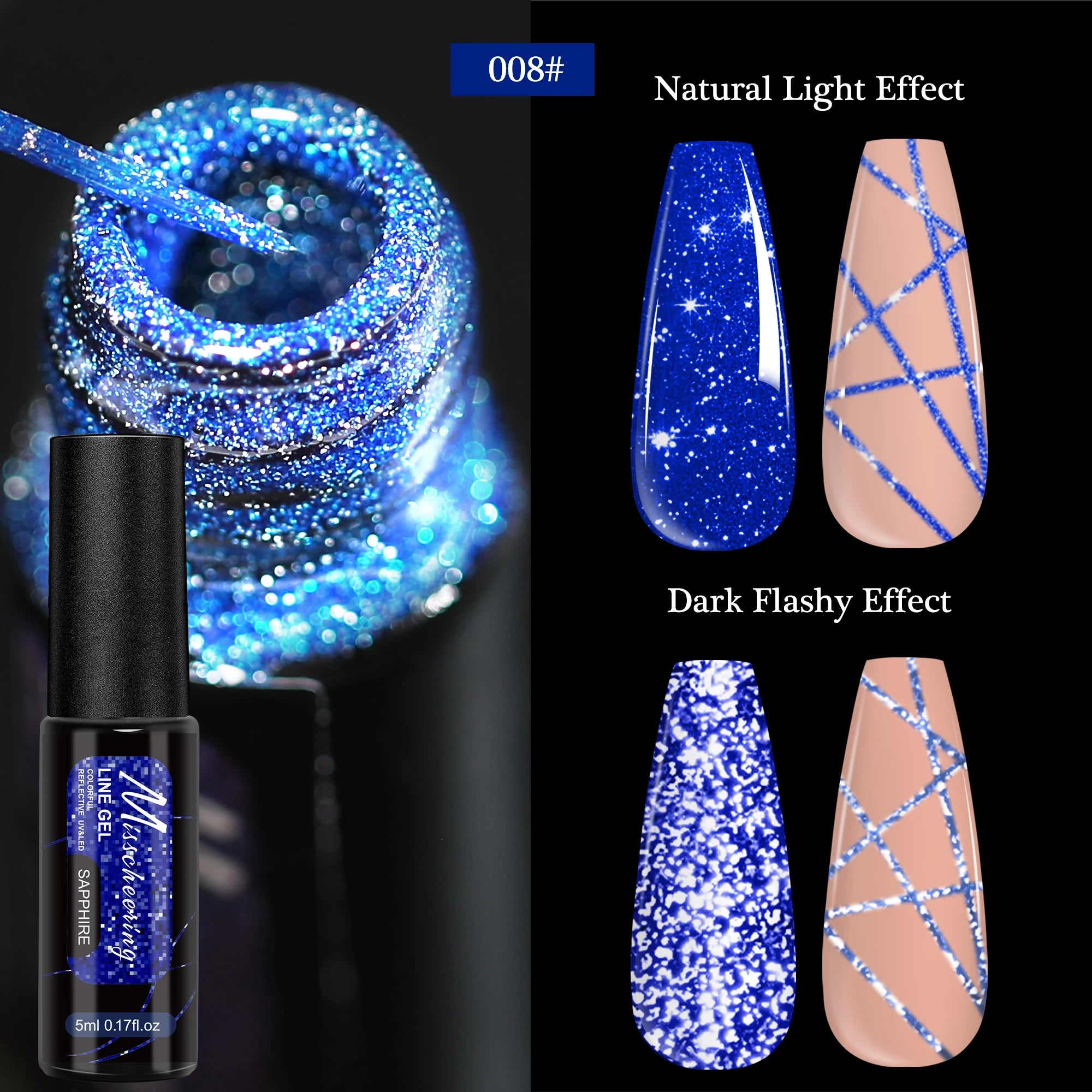 Gold Silver Metallic Liner Paint Gel Nail Polish Chrome Mirror Metal Effect Super Bright French UV LED Semi Permanent Nail Gel