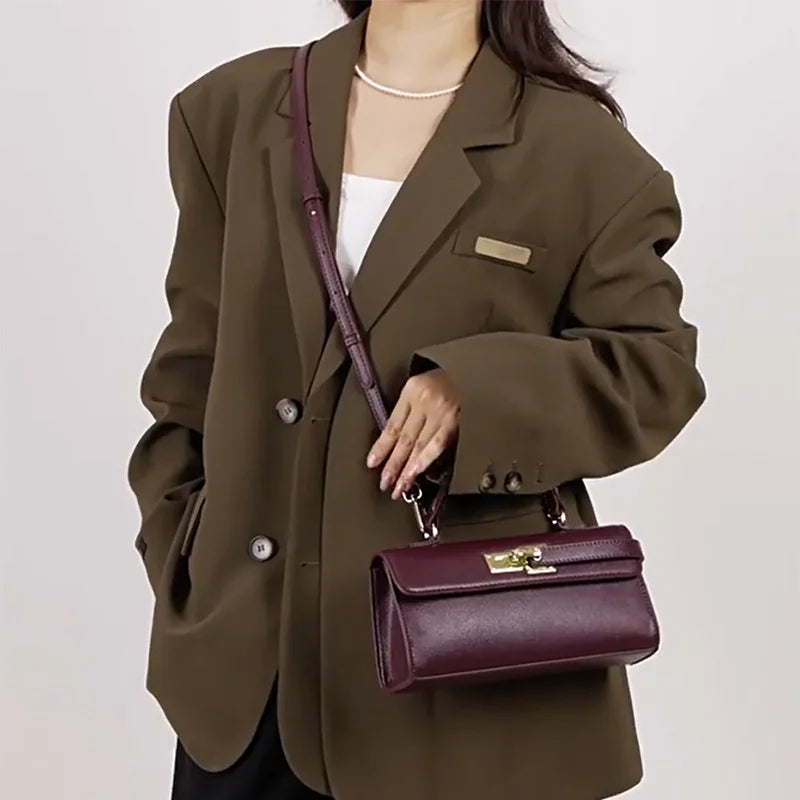 Luxury Brand Women Lock Bag Popular Retro Fashion Shoulder Bag Simple Versatile Crossbody Bag High Quality Square Bag Handbag