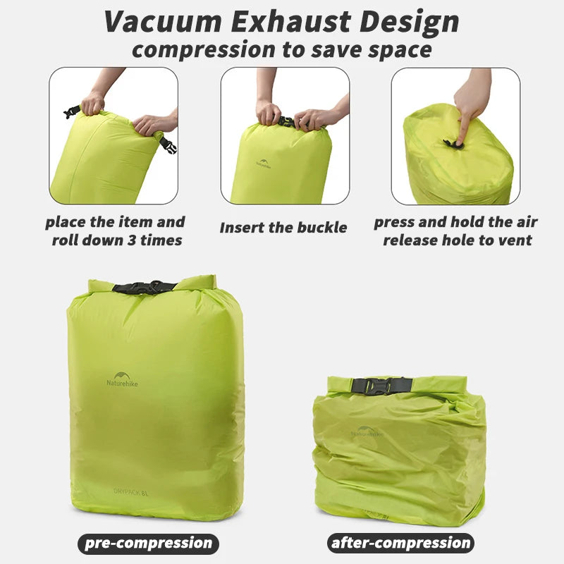 Naturehike 2L/4L/8L Compression Bag Swimming Waterproof Dry Bag Expend Small Lighweight Dry Bag for Kayaking Fishing Rafting