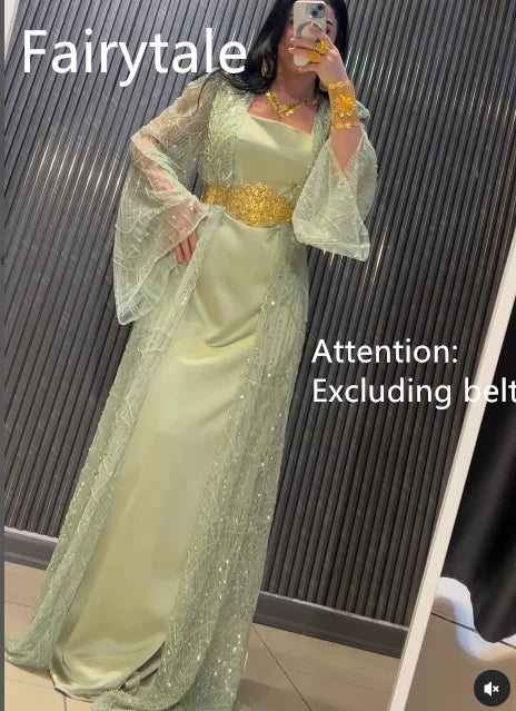 Gorgeous Long Sleeves Evening Dresses Beadings Temperament Prom Dress Saudi Arabia Women's Wedding Party Dress Customized 2025