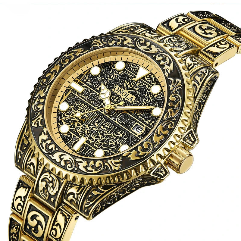 ONOLA Retro Luxury Men Watch Business Night Light Calendar Waterproof Watch Men Relogio Masculino