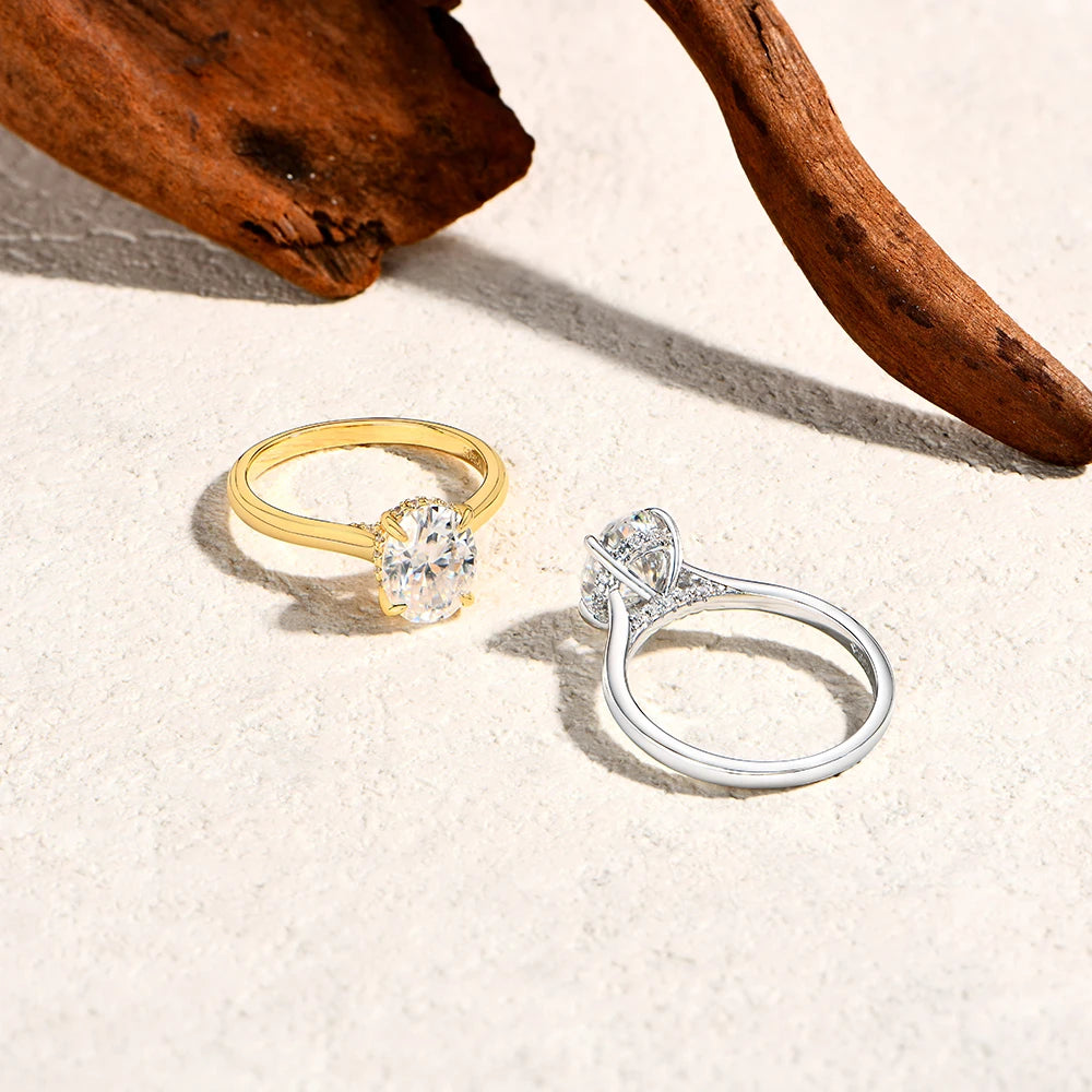 ATTAGEMS Oval Cut 9*7mm 2CT D VVS1 Moissanite Rings S925 Sterling Silver for Women Engagement Wedding Lady's Jewelry Gift Luxury