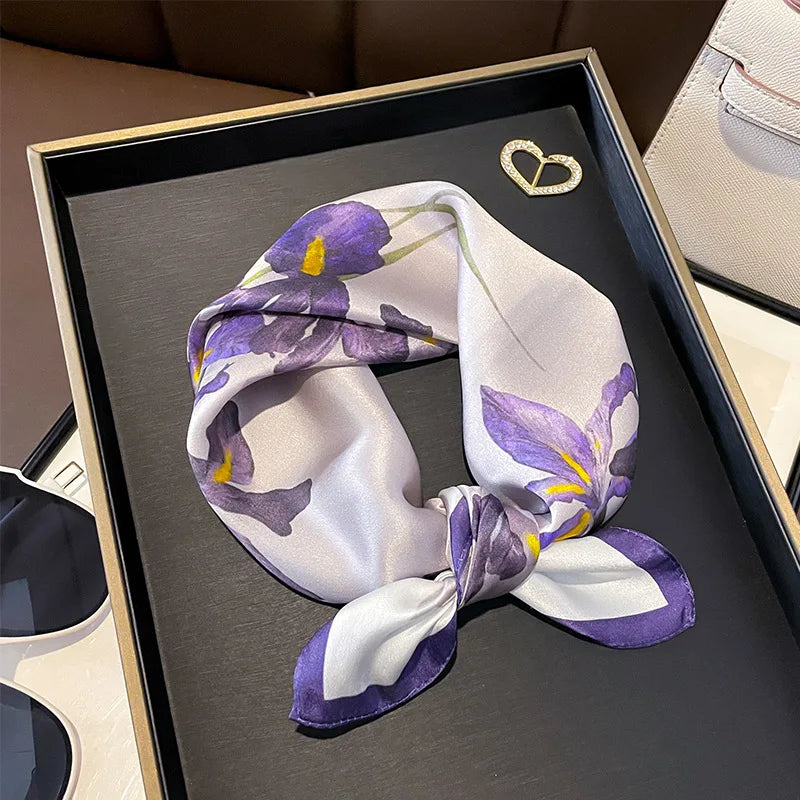 Scarf 100% Silk Bandana Women Square Scarves Wrap Kerchief Mulberry Spring Fashion Luxury High Quality Headband Hijab Shawls