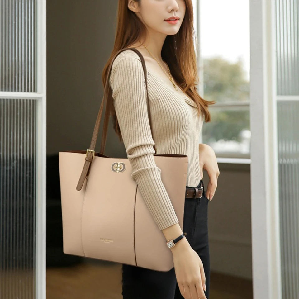 High Quality Solid Color Handbags Women Bags Designer soft PU Leather Shoulder Bag High Capacity Shopping Tote Top Handle Bags