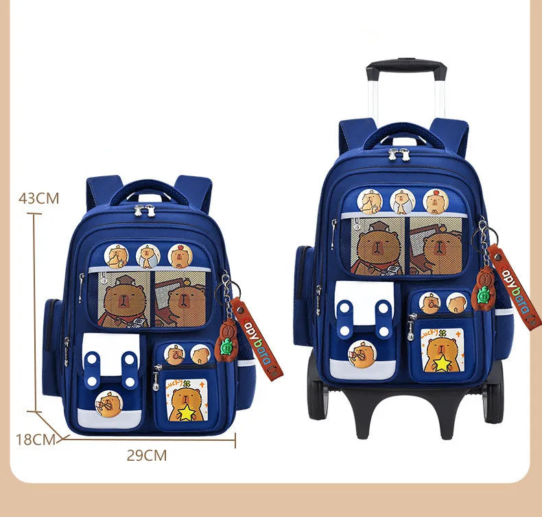 Children Trolley backpack wheels Student High capacity School bags Rolling schoolbags kids Trolley bookbag school wheeled bag