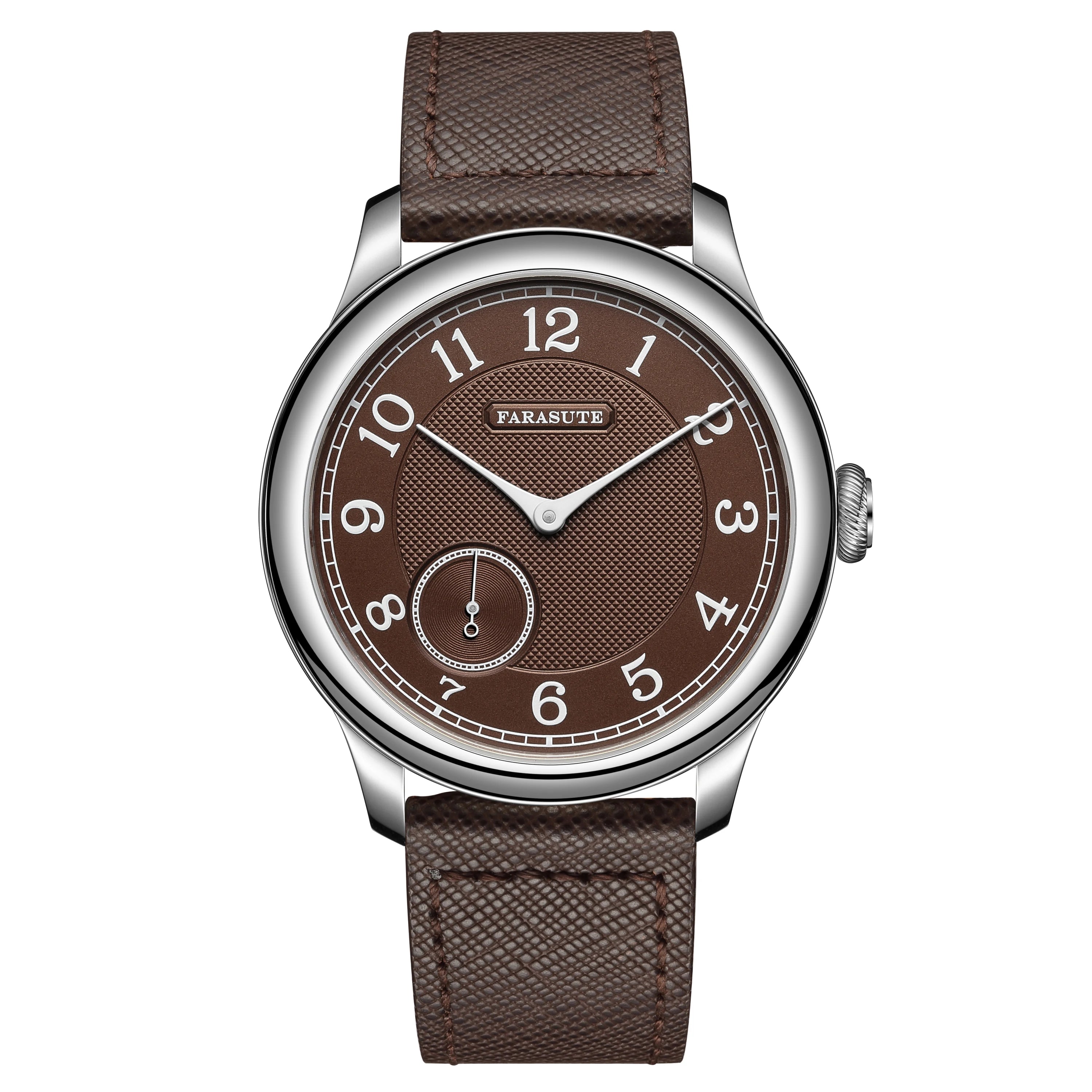 FARASUTE NEW Machinery Men Watch Salmon Dial St17 Manual Mechanical Watch Small Second Vintage Bonklip Bracelet