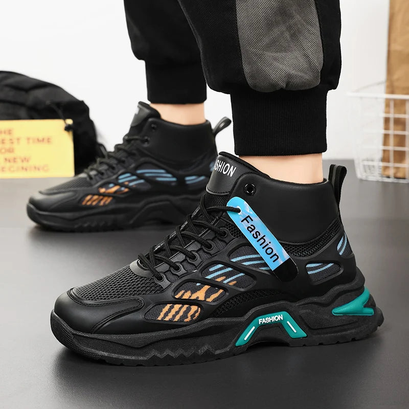 Student casual sports shoes Four Season Breathable high top anti slip soft sole comfort outdoor men's running shoes male sneaker