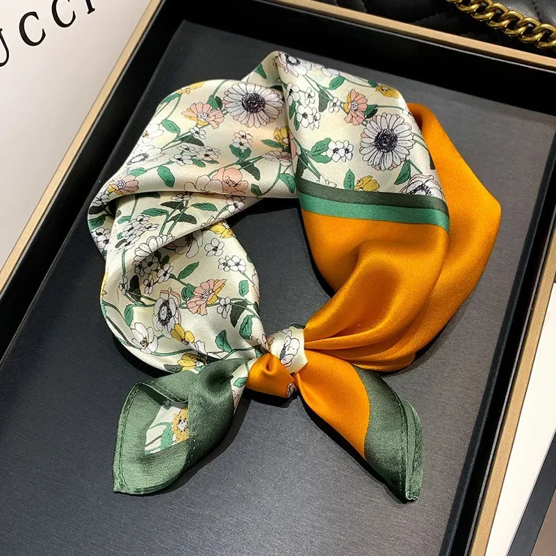 Scarf 100% Silk Bandana Women Square Scarves Wrap Kerchief Mulberry Spring Fashion Luxury High Quality Headband Hijab Shawls