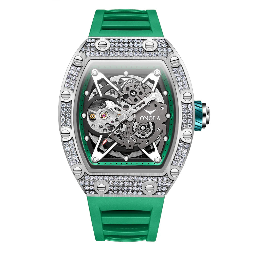 ONOLA Luxury Fashion Watch Hollow Out Fully Automatic Waterproof Men's Mechanical Watch With Diamond