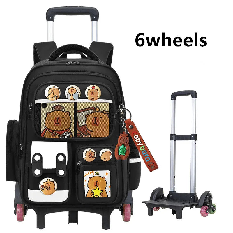 Children Trolley backpack wheels Student High capacity School bags Rolling schoolbags kids Trolley bookbag school wheeled bag