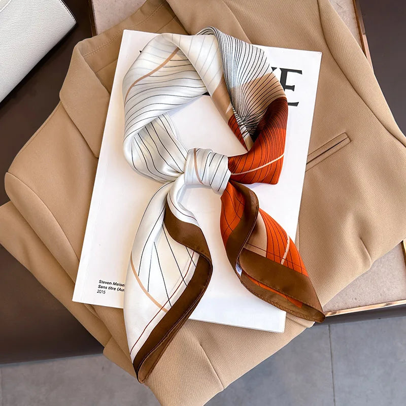 2025 New Fashion 70X70cmPrinted Women's Scarf Pashmina Silk Scarf Square Shawl Decorative Headband Neck Luxury Design Bandana