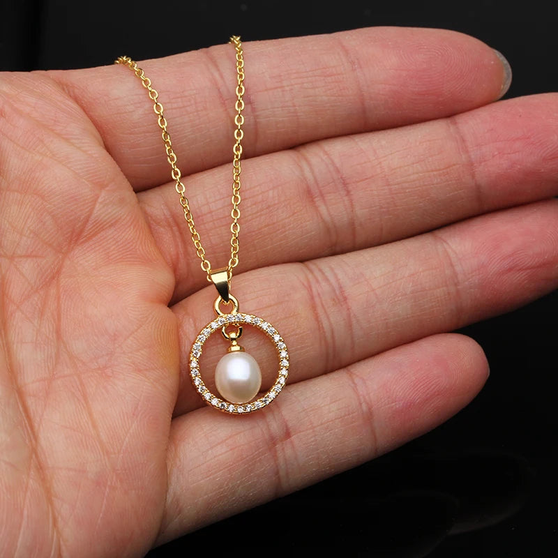Mila Necklace, a beautiful cultured natural freshwater pearl necklace, white gold plated pearl pendant for weddings, luxurious
