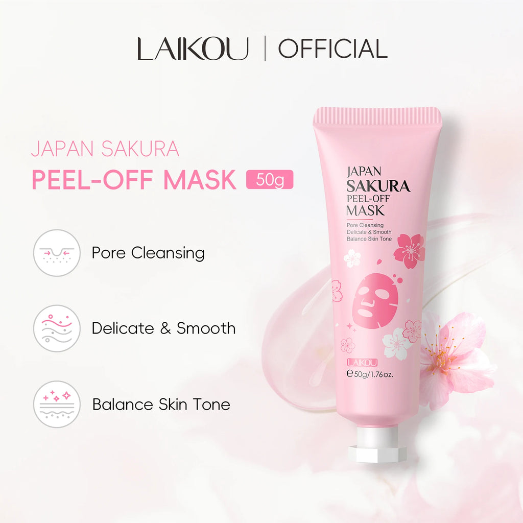 LAIKOU Japan Sakura Peel-Off Mask Remove Blackhead Deep Cleansing Pores Brighten Skin Tone 50g