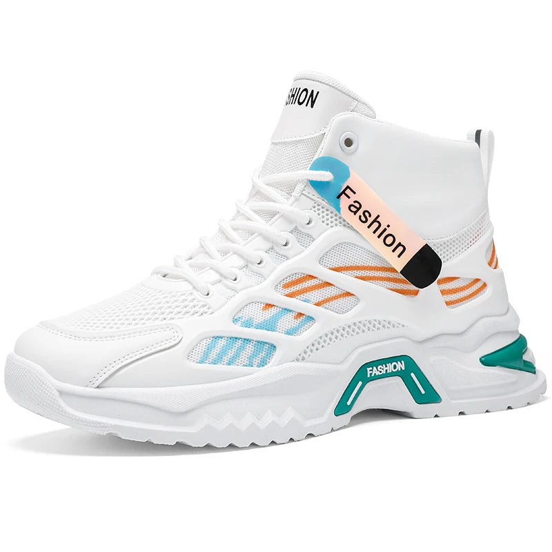 Student casual sports shoes Four Season Breathable high top anti slip soft sole comfort outdoor men's running shoes male sneaker