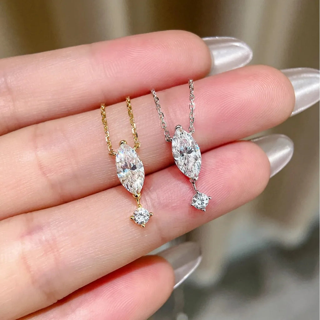 A women's necklace from Mila Jewelry made of a round-cut marquise stone of 1.1 carats,