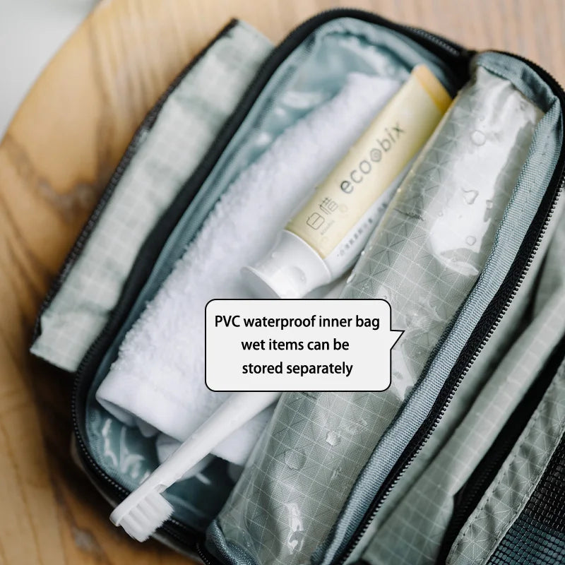 Naturehike SN03 Travel Hanging Toiletry Bag Water-proof Cosmetic Storage Bag PVC Wet Dry Separated Bag  Camping Hiking Wash Bag
