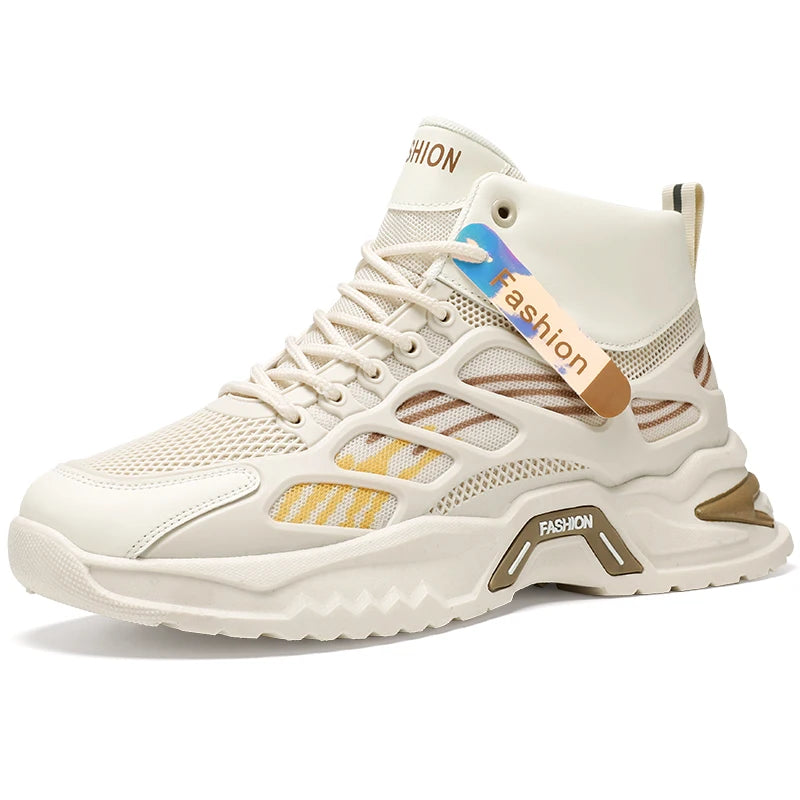 Student casual sports shoes Four Season Breathable high top anti slip soft sole comfort outdoor men's running shoes male sneaker