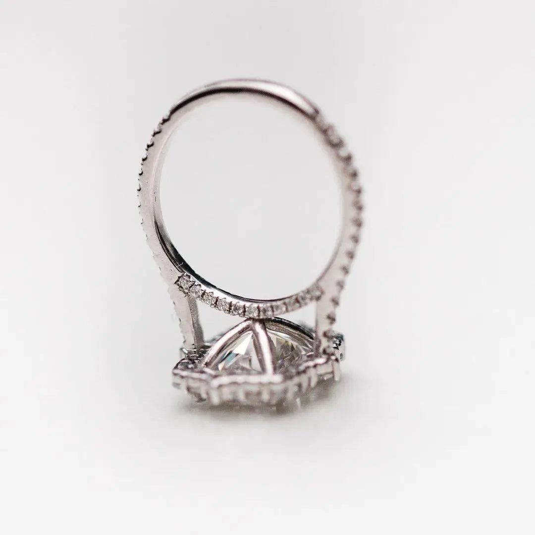 Mila Jewelry Engagement Ring with 4 Carat Moissanite Stone for Women, 18k Gold, 7.5 x 10 mm, Radian Cut, Wedding Rings, Luxury Accessories