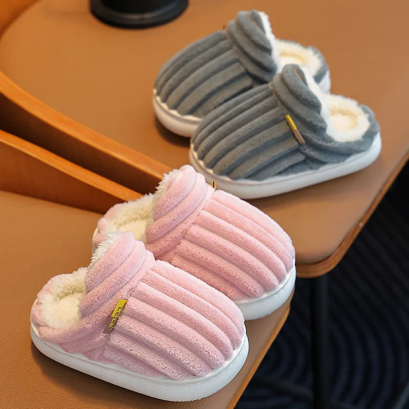 Smile Pop Winter Children's Cotton Slippers For Boys And Girls Non-slip Warm Slippers Children's Plush Home Baby Cotton Slippers