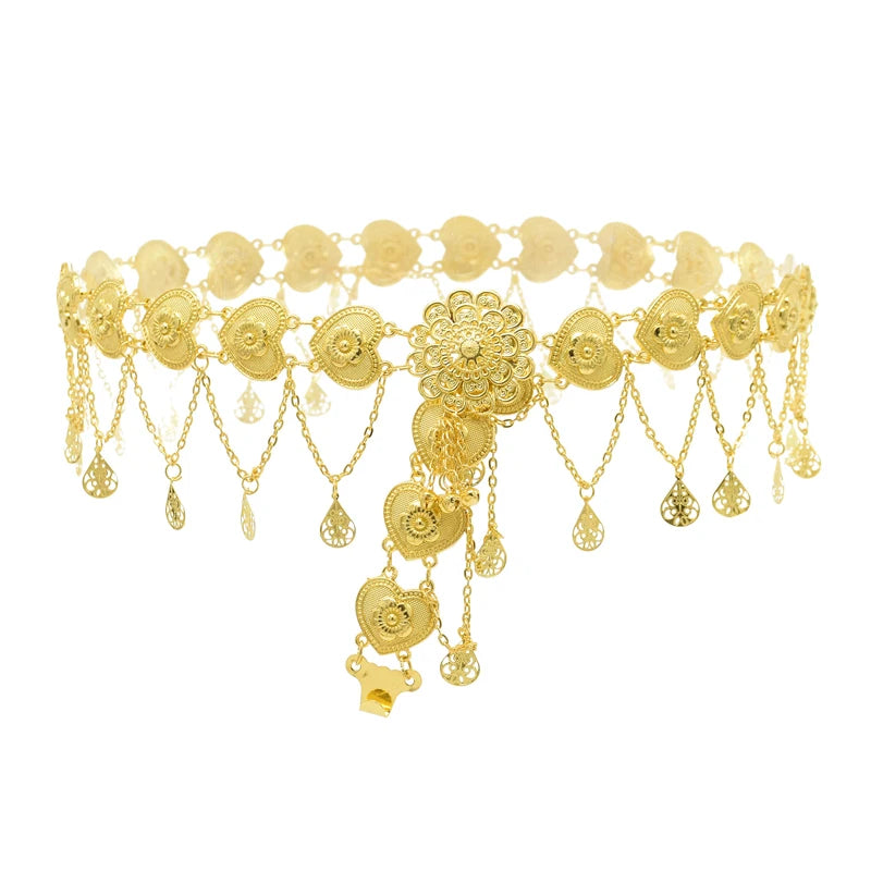 Golden Coins Metal Belts India Belly Dance Moroccan Waist Chain Afghan Turkish Kurdistan National Dress Body Jewelry for Women