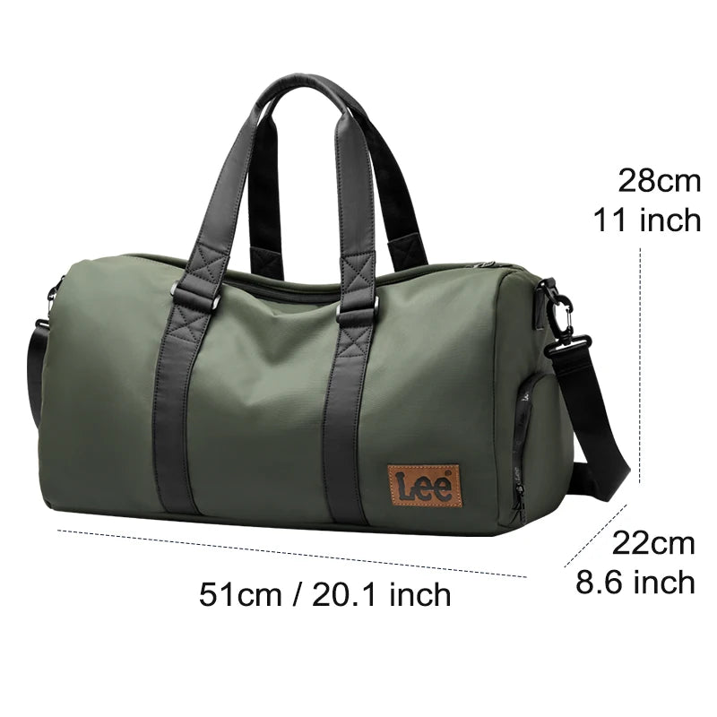 LEE High Quality Waterproof Leather Travel Duffel Bag Dry Wet Shoe Compartment Large Training Luggage Fitness Bag for Women Man