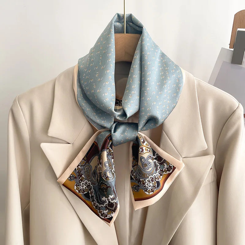 50 Color New Women Silk Feel Printed Design Scarf Shawl Fashion Luxury Long Narrow Small Silk Scarves Ladies Headband Headscarve
