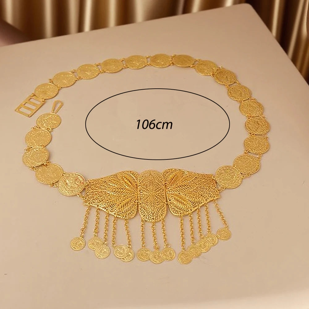 Turkish kurdish women belt gold plated arab middle east coin chain belts festival wedding costume jewelry