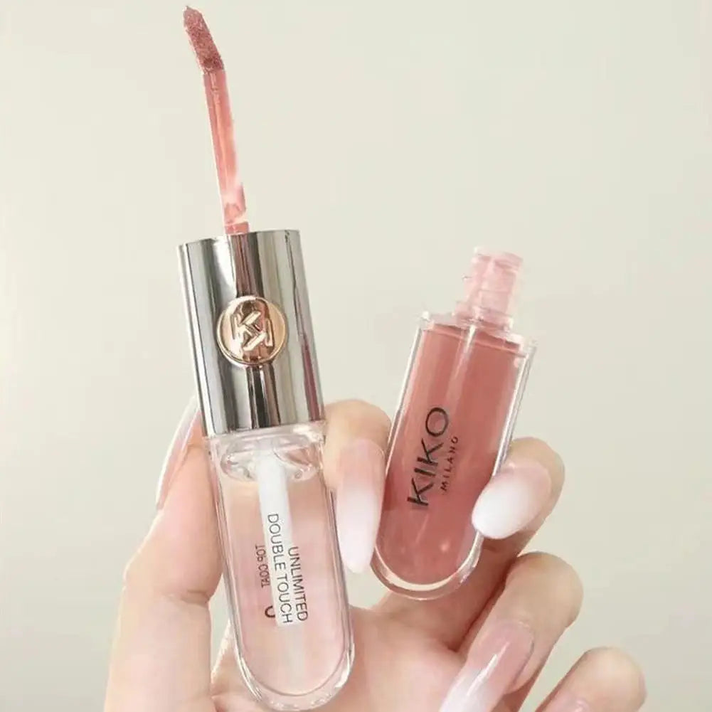 3D Mirror Moisturizing Double-ended Lip Gloss Lasting Moisturizing Glossy Transparent Lip Glaze Creates Natural Plump Lip Makeup