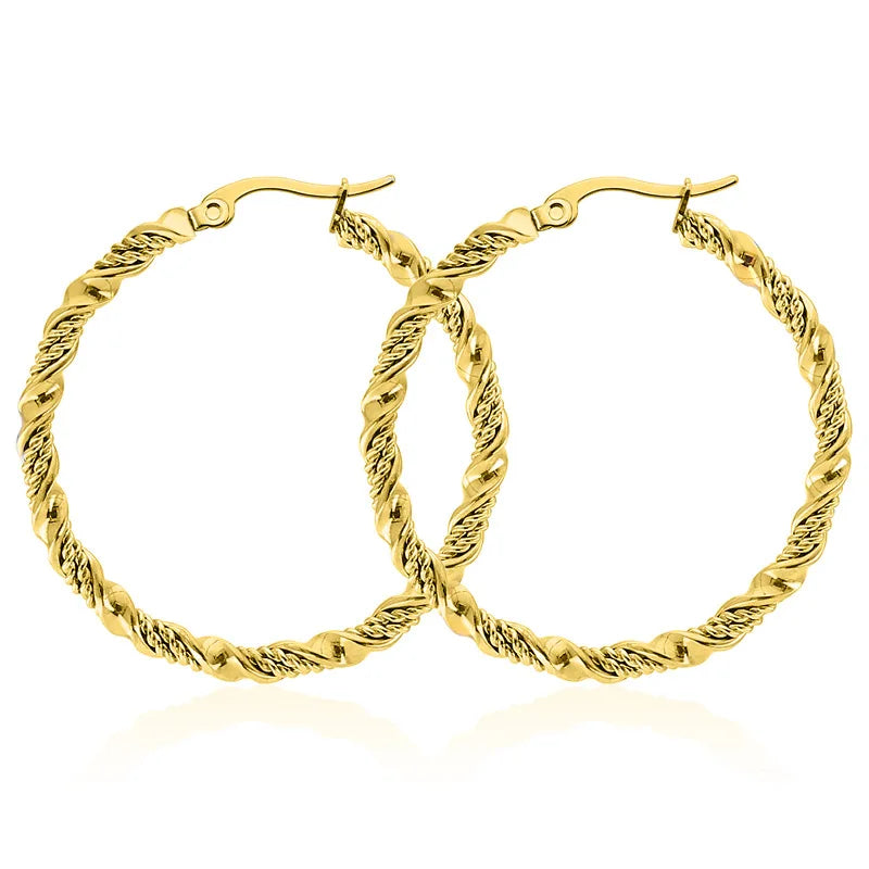 Mila Jewelry Two-Tone Stainless Steel Hoop Earrings, Titanium Steel, The Most Elegant