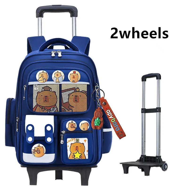 Children Trolley backpack wheels Student High capacity School bags Rolling schoolbags kids Trolley bookbag school wheeled bag