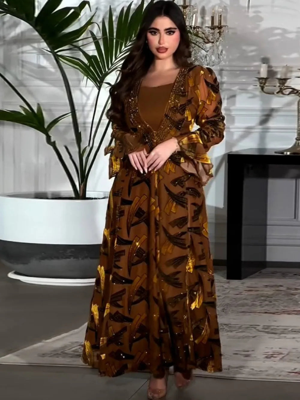 Eid Abaya Women Dress Muslim Jalabiya Lace-up Flare Sleeve Vestidos Largos Party Caftan Ramadan Long Dresses Kaftan Arab Robe
