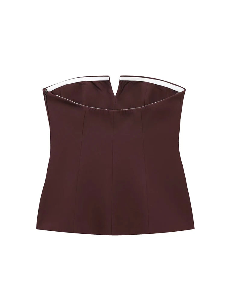 TFMLN Spring Summer Women Strapless Crop 2025 Tops Basic Sleeveless Office Lady Tops Trend Street Classic Solid Tube Tops