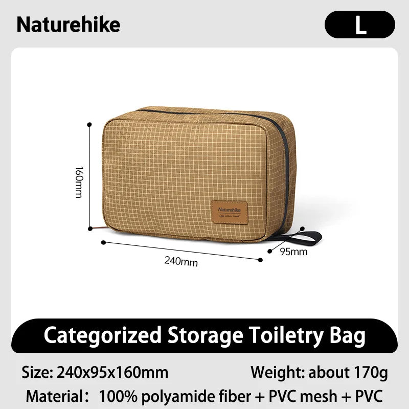Naturehike SN03 Travel Hanging Toiletry Bag Water-proof Cosmetic Storage Bag PVC Wet Dry Separated Bag  Camping Hiking Wash Bag
