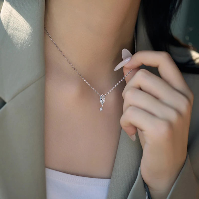 A women's necklace from Mila Jewelry made of a round-cut marquise stone of 1.1 carats,