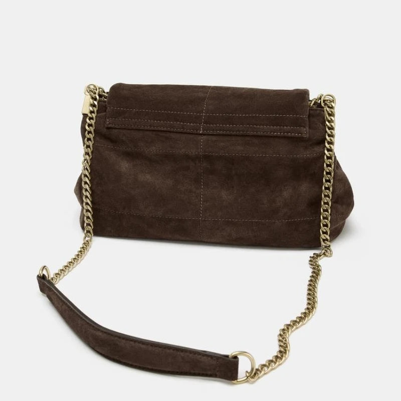 Women's Suede Shoulder Bag with Chains, Vintage Quilted Sling Bag, New Fashion Luxury Design Handbags for Ladies