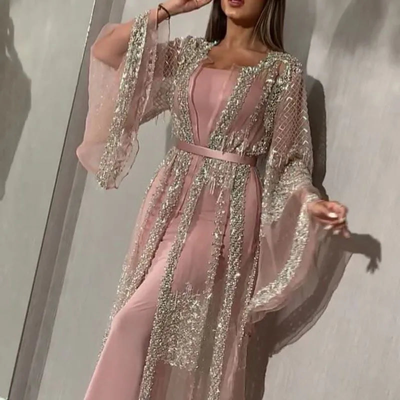 New Women's Fashion Popular Hot Stamped Big Swing Sexy Long Dress Shawl Banquet Evening Dress