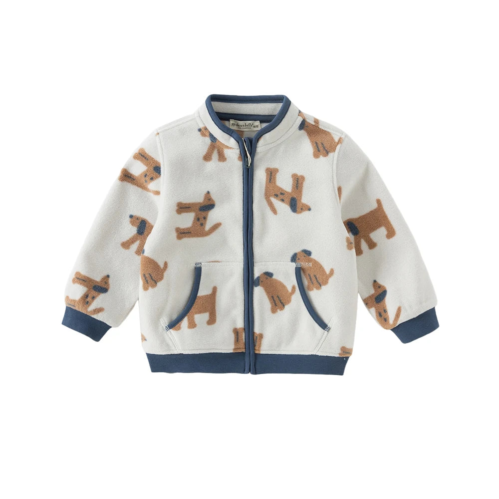 Dave Bella Children's Coat Boys Girls Baby Fleece Outerwear Autumn Sweet Cute Print Tops Outdoor Soft Comfortable Sport DB396-EE
