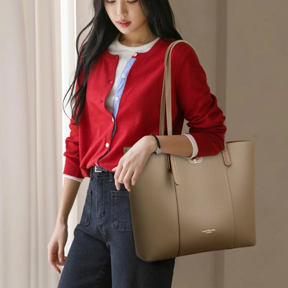 High Quality Solid Color Handbags Women Bags Designer soft PU Leather Shoulder Bag High Capacity Shopping Tote Top Handle Bags