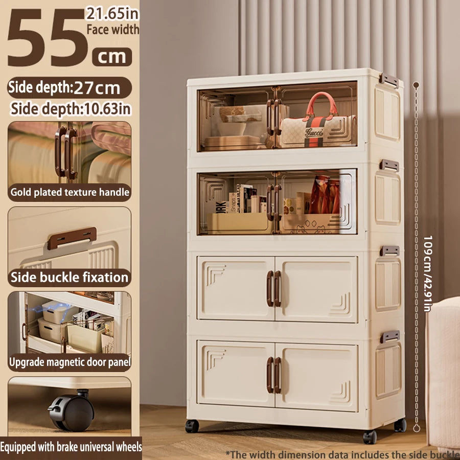 45/55/65cm Length Multifunction Storage Cabinet Large Capacity Foldable Easy-to-Install Storage Box Dustproof Wardrobe