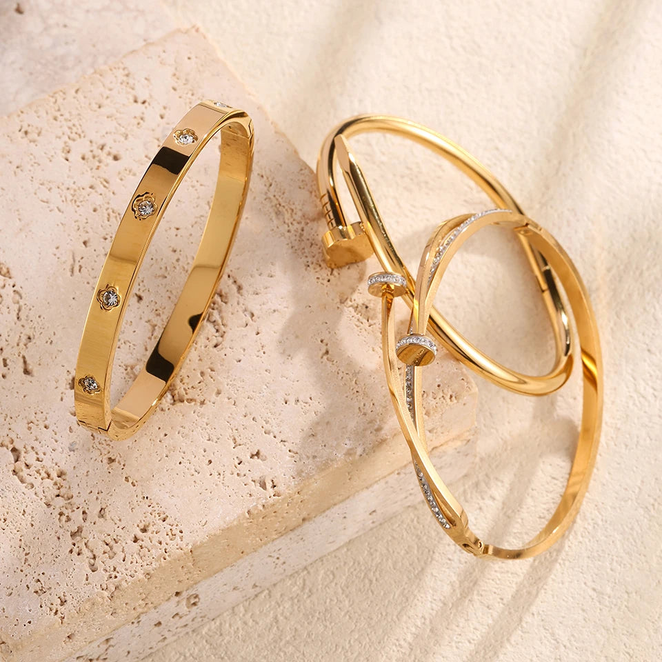 Mila london Luxurious and elegant nail stainless steel bracelets are suitable for women's parties, banquets and fashionable jewelry