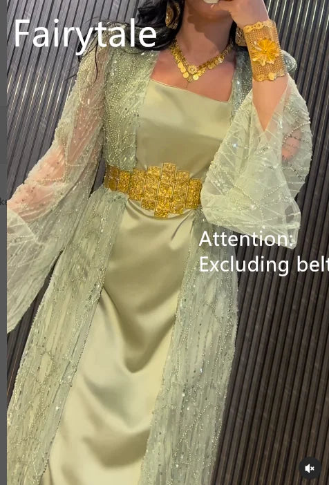 Gorgeous Long Sleeves Evening Dresses Beadings Temperament Prom Dress Saudi Arabia Women's Wedding Party Dress Customized 2025