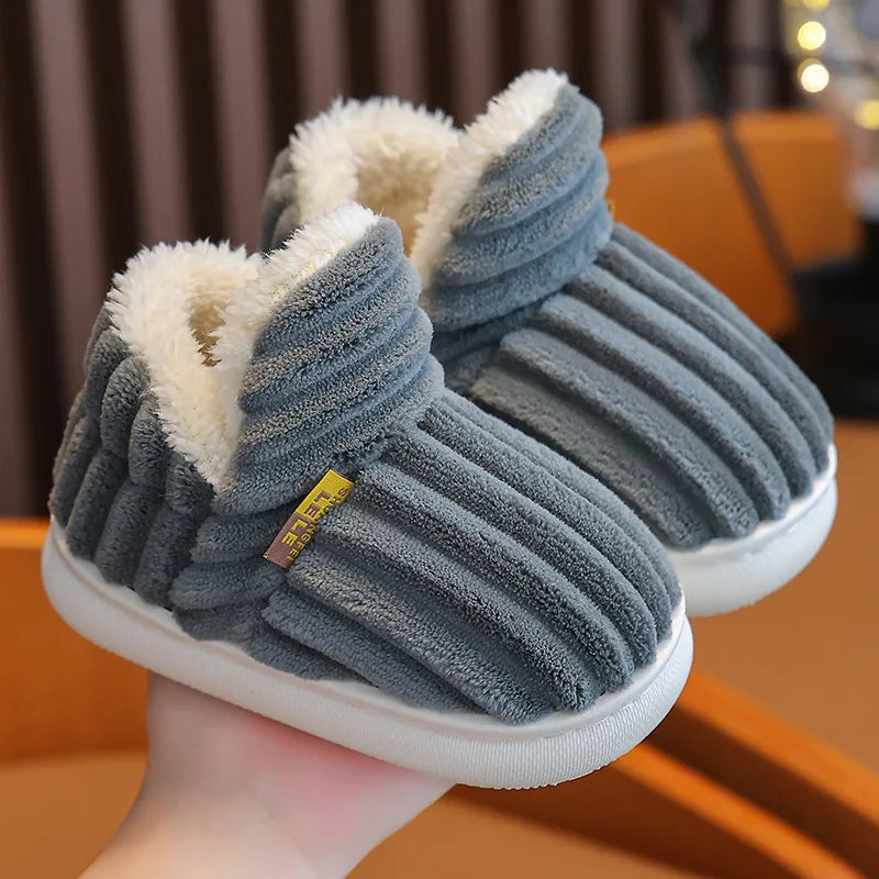 Smile Pop Winter Children's Cotton Slippers For Boys And Girls Non-slip Warm Slippers Children's Plush Home Baby Cotton Slippers