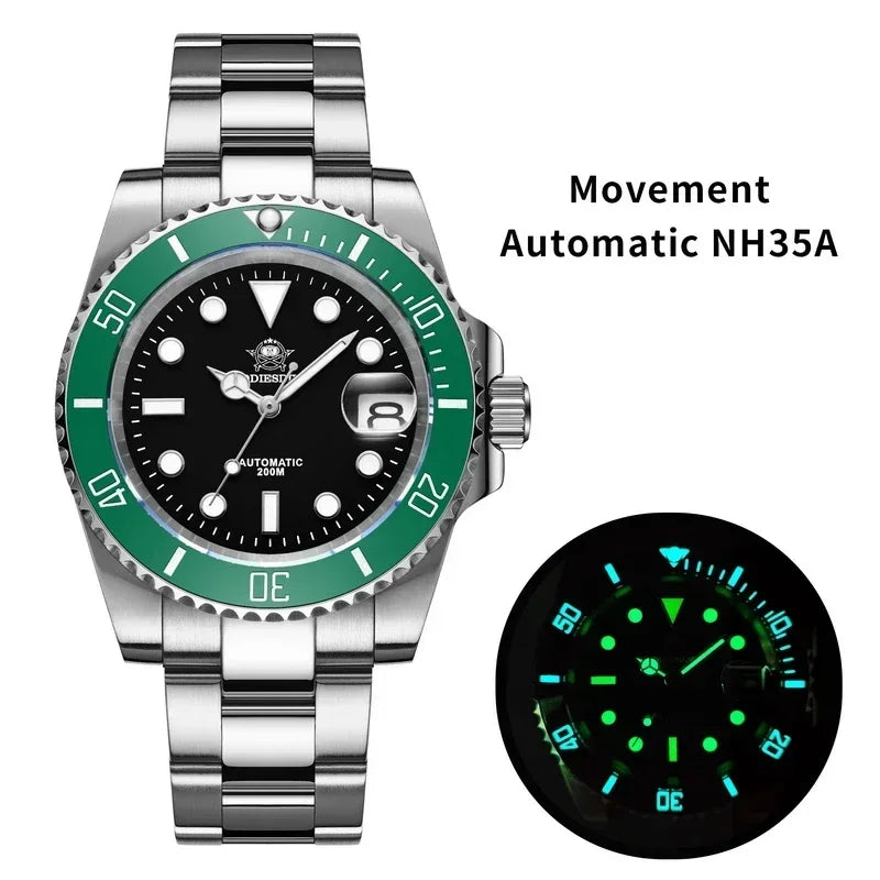 ADDIESDIVE NH35 Movement Automatic Watch Sapphire Crystal Mechanical Wristwatch 200m Diving Super Luminous Watches reloj hombre